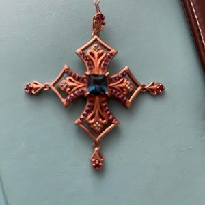 Dallas prince rose gold over silver Maltese Cross , London blue enhancer